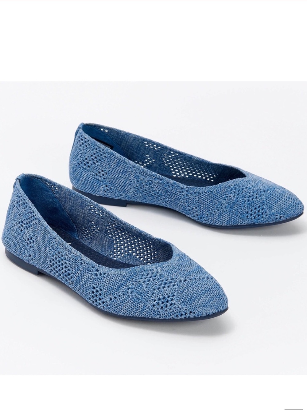 SKECHERS BLUE KNIT CASUAL BALLET FLATS